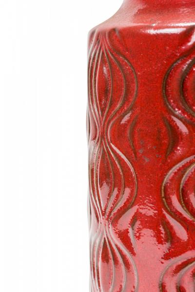 Scheurich West German Mid Century Onion Design Red Glazed Ceramic Vase