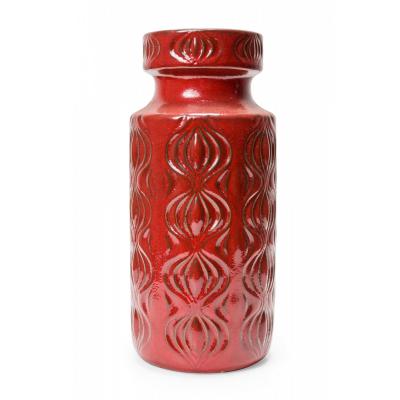Scheurich West German Mid Century Onion Design Red Glazed Ceramic Vase