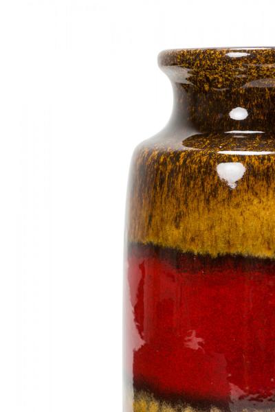 Scheurich West German Mid Century Red Band and Brown Glazed Urn Form Ceramic Vas