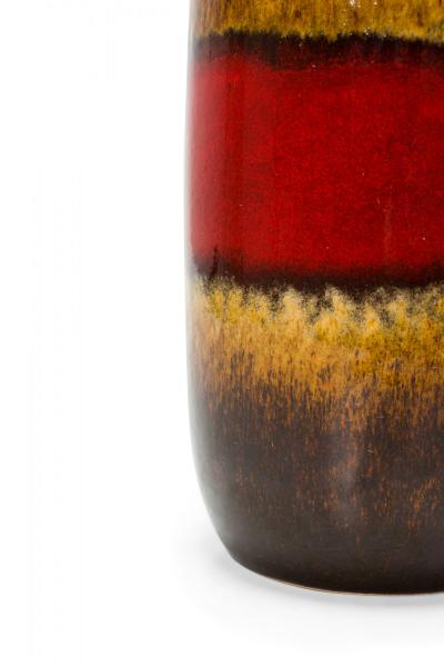 Scheurich West German Mid Century Red Band and Brown Glazed Urn Form Ceramic Vas