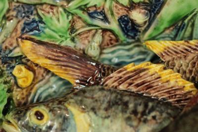 School of Paris Majolica Palissy Fish Reptile Platter