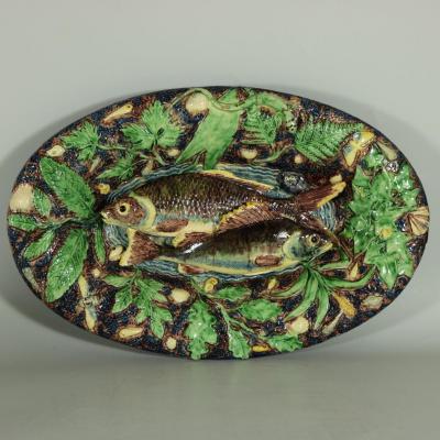 School of Paris Palissy Majolica Palissy Fish Platter