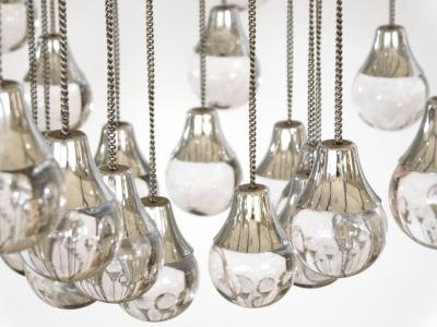 Sciolari Style Italian 1970s Gaetano Sciolari Style Chrome and Glass Ten Light Chandelier