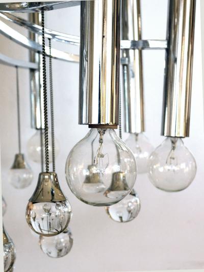 Sciolari Style Italian 1970s Gaetano Sciolari Style Chrome and Glass Ten Light Chandelier