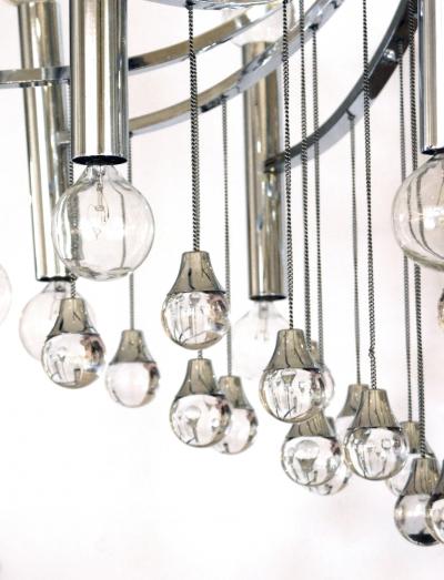 Sciolari Style Italian 1970s Gaetano Sciolari Style Chrome and Glass Ten Light Chandelier