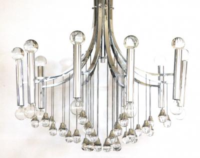 Sciolari Style Italian 1970s Gaetano Sciolari Style Chrome and Glass Ten Light Chandelier