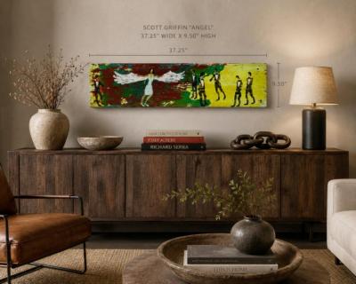 Scott Griffin Angel Folk Outsider Painting on Found Wood Canada 2008