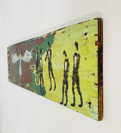 Scott Griffin Angel Folk Outsider Painting on Found Wood Canada 2008
