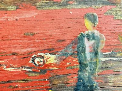 Scott Griffin Return to Red Carpet Canadian Folk Art Painting on Salvaged Wood