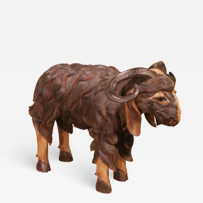 Scottish Ram In Polychrome Wood 19 Century