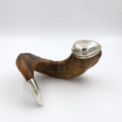 Scottish Rams Horn Snuff Mull Historical Trophy With Engravings