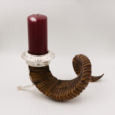 Scottish Rams Horn and Silver Candle Holder