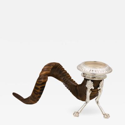 Scottish Rams Horn and Silver Candle Holder