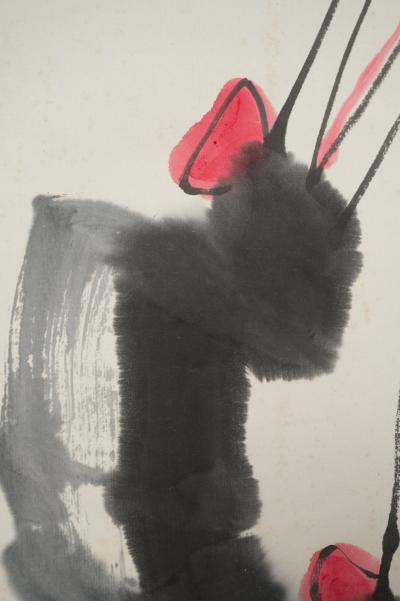 Scroll Abstract Painting of Three Cranes