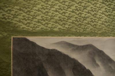 Scroll Soaring Birds in Mountain Landscape