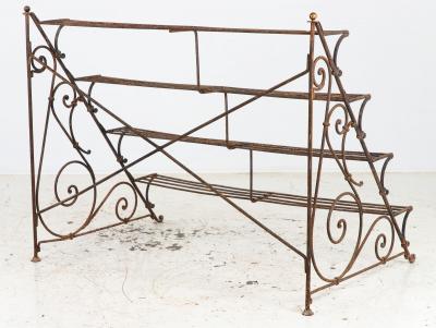Scrollwork Four Tier Iron Plant Stand or Etagere England Mid 20th Century