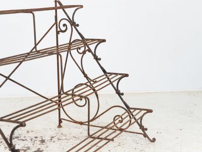 Scrollwork Four Tier Iron Plant Stand or Etagere England Mid 20th Century