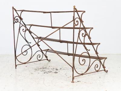Scrollwork Four Tier Iron Plant Stand or Etagere England Mid 20th Century