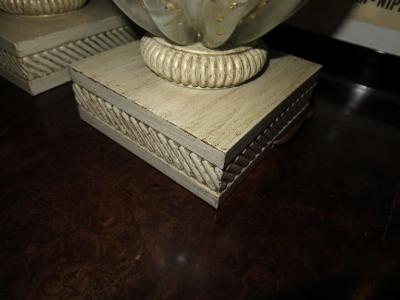Scrumptious Pair of XL Italian Murano Gold Fleck Bubble Lamps Hollywood Regency