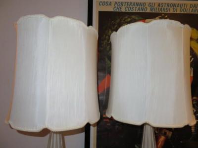 Scrumptious Pair of XL Italian Murano Gold Fleck Bubble Lamps Hollywood Regency