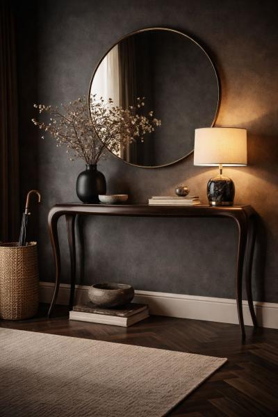 Sculpted Sapele Mahogany Console Table in Espresso 1960s