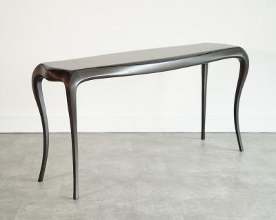 Sculpted Sapele Mahogany Console Table in Espresso 1960s