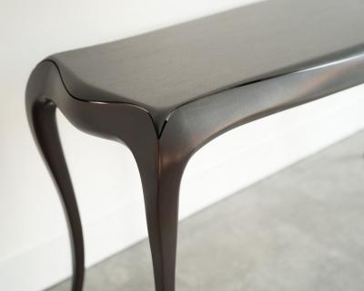 Sculpted Sapele Mahogany Console Table in Espresso 1960s