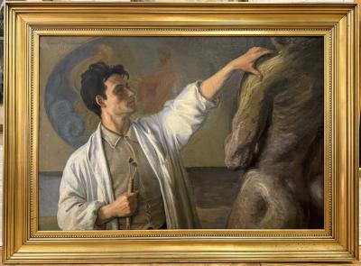 Sculpting the Nude Monumental Painting by Oscar Matthiesen 1861 1957 