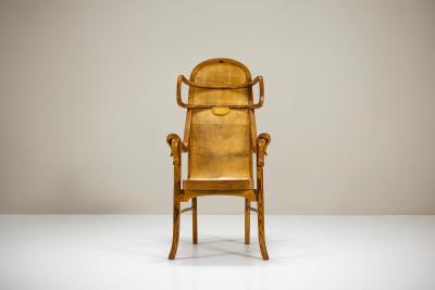 Sculptural Armchair in Pine and Plywood by Eberhard Mu ller Germany 1980s