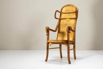 Sculptural Armchair in Pine and Plywood by Eberhard Mu ller Germany 1980s