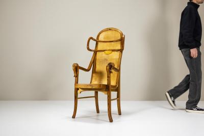 Sculptural Armchair in Pine and Plywood by Eberhard Mu ller Germany 1980s