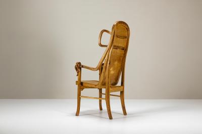 Sculptural Armchair in Pine and Plywood by Eberhard Mu ller Germany 1980s
