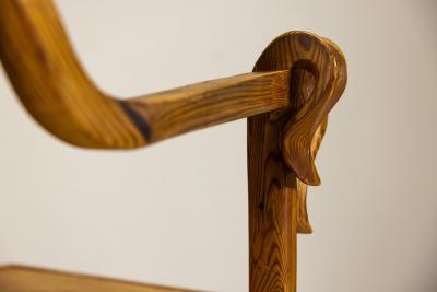 Sculptural Armchair in Pine and Plywood by Eberhard Mu ller Germany 1980s