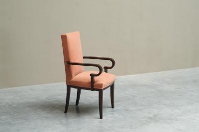 Sculptural Art Deco Accent Chair in Velvet and Macassar Veneer 1930s