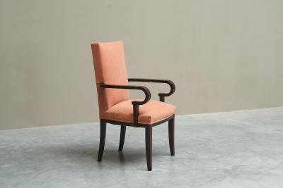 Sculptural Art Deco Accent Chair in Velvet and Macassar Veneer 1930s