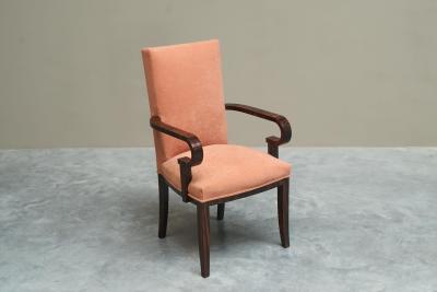 Sculptural Art Deco Accent Chair in Velvet and Macassar Veneer 1930s