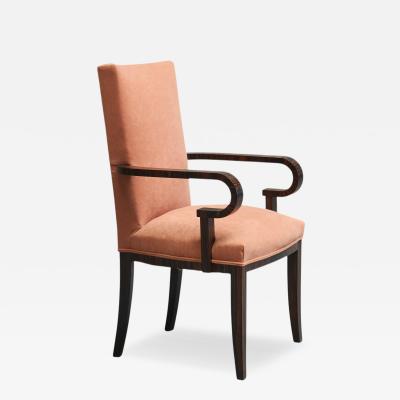 Sculptural Art Deco Accent Chair in Velvet and Macassar Veneer 1930s