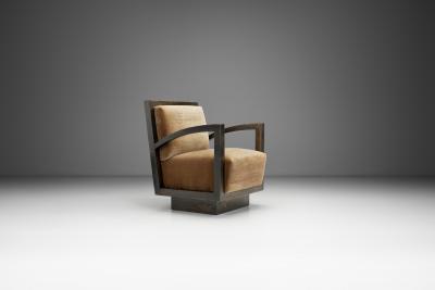 Sculptural Art Deco Armchair in Brown Mohair France ca 1930s