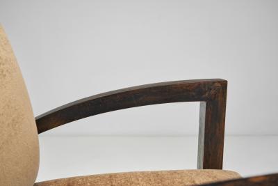 Sculptural Art Deco Armchair in Brown Mohair France ca 1930s