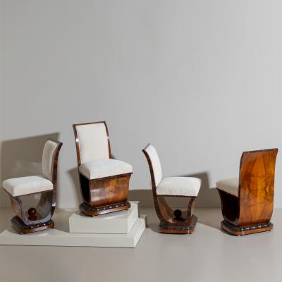Sculptural Art Deco Side Chairs Italy 1930s 40s