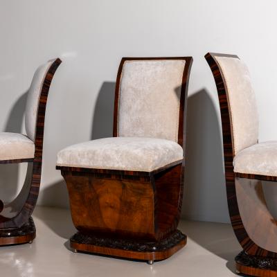 Sculptural Art Deco Side Chairs Italy 1930s 40s