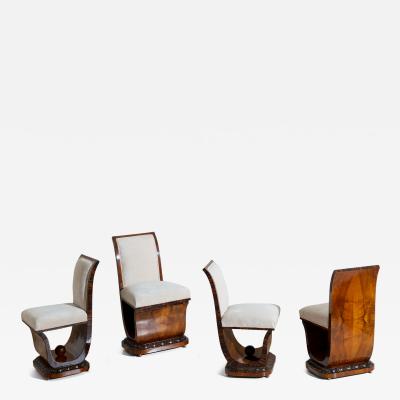 Sculptural Art Deco Side Chairs Italy 1930s 40s