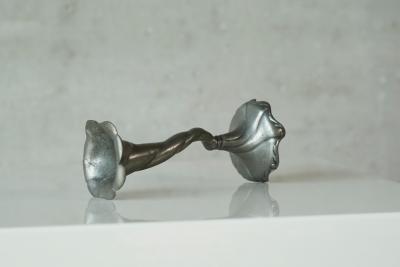 Sculptural Art Nouveau Candle Holder in Pewter 1900