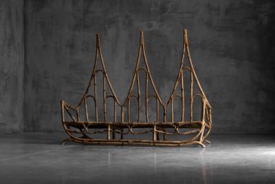 Sculptural Bamboo Bench Italy 1960s