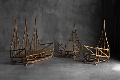 Sculptural Bamboo Bench Italy 1960s