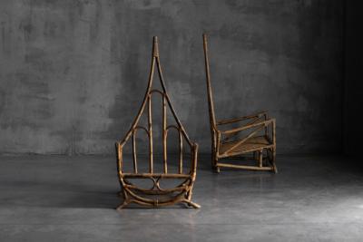 Sculptural Bamboo Lounge Chairs Italy 1960s