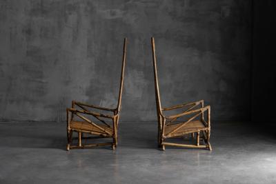 Sculptural Bamboo Lounge Chairs Italy 1960s