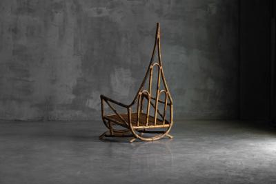 Sculptural Bamboo Lounge Chairs Italy 1960s