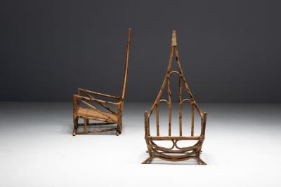 Sculptural Bamboo Lounge Chairs Italy 1960s