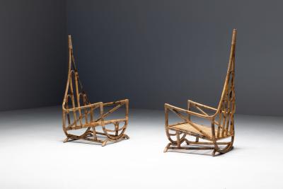 Sculptural Bamboo Lounge Chairs Italy 1960s